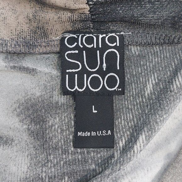 Clara Sun Woo Sharkbite Hem Animal Print Tunic Size Large Ruched Wrists Artsy - Picture 5 of 8
